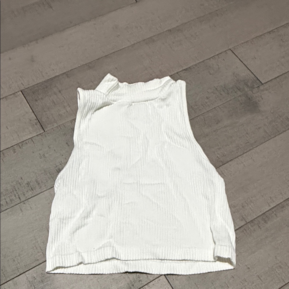Aeropostale White Ribbed Mock Neck Tank